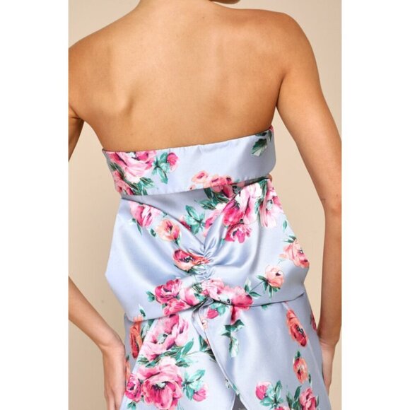Floral Strapless Dress - Picture 2 of 9